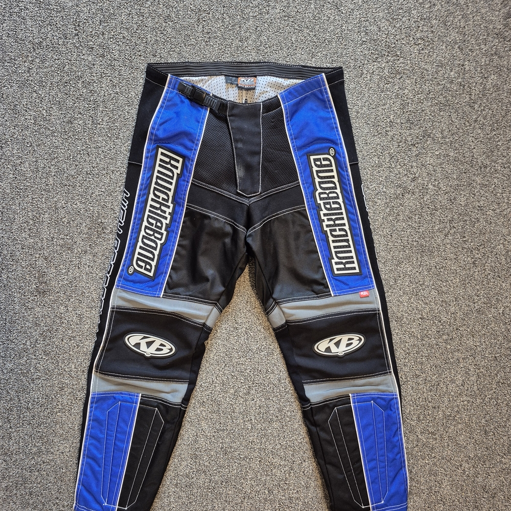 Blue and Black Motocross Pants with Padded Protection